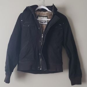 TNA black winter jacket fur lined